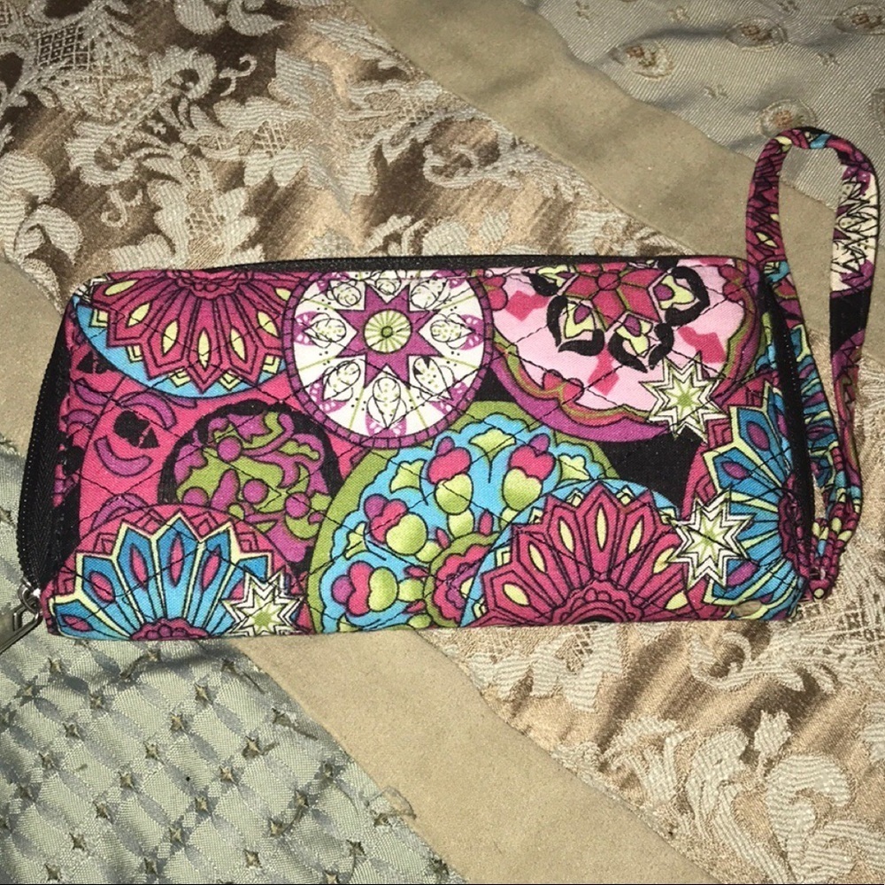 quilted medallion print wristlet fab wallet